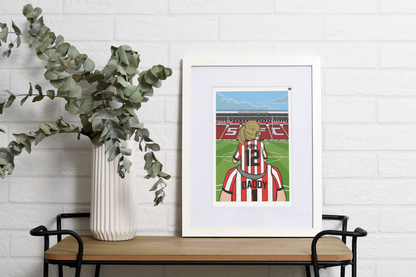 Personalised Sheffield United fc custom Dad & Lass PITCH PRINT - SUFC, The Blades, Bramall Lane Football Gift Art Prints Gifts efl