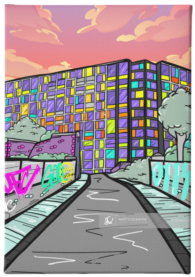 CITY IN THE SKY - PARK HILL - Sheffield Prints - Wall Art - Poster - Print - Canvas - Illustration
