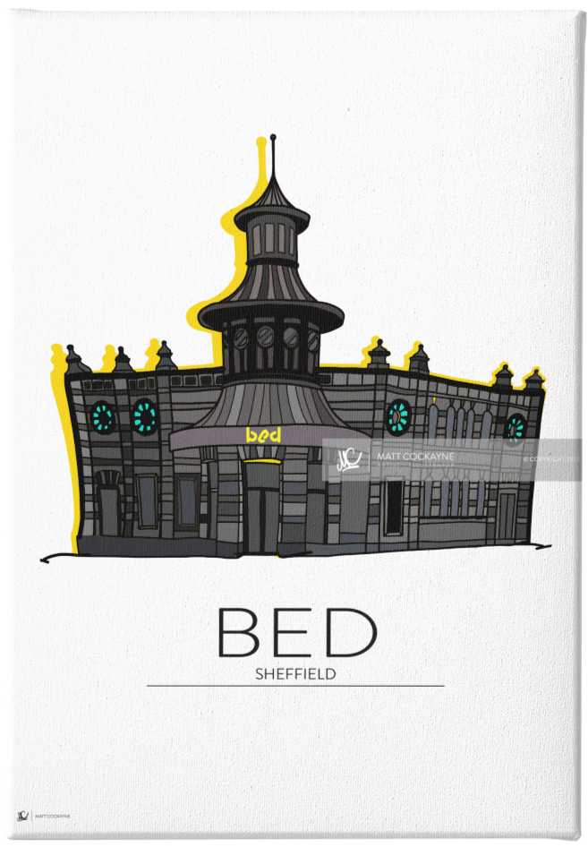 CLUBS - BED - Sheffield Prints - Wall Art - Poster - Print - Canvas - Illustration
