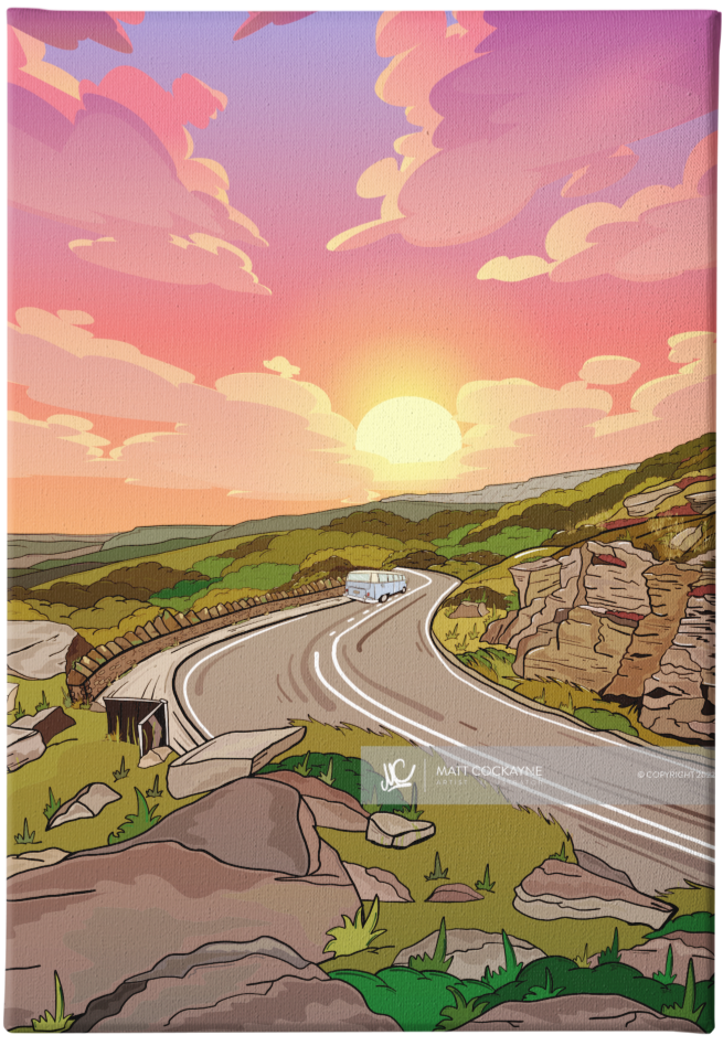 INTO THE SUNSET- SURPRISE VIEW - Peak District Prints - Wall Art - Poster - Print - Canvas - Illustration