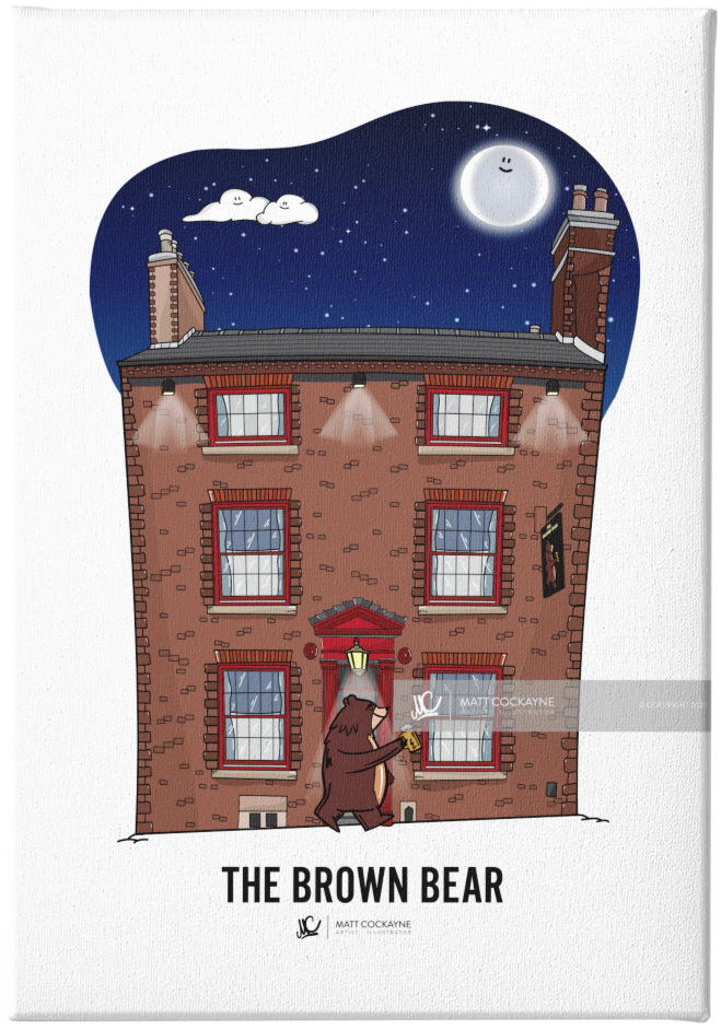 PUBS - THE BROWN BEAR - Sheffield Prints - Wall Art - Poster - Print - Canvas - Illustration