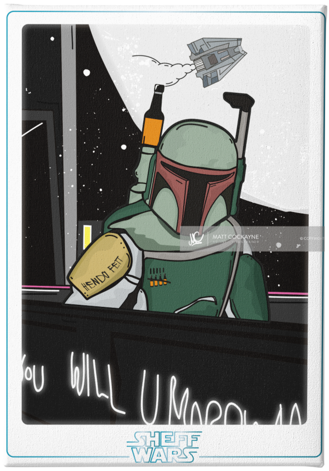 SHEFF WARS, HENDO FETT - Sheffield Prints - Wall Art - Poster - Print - Canvas - Illustration