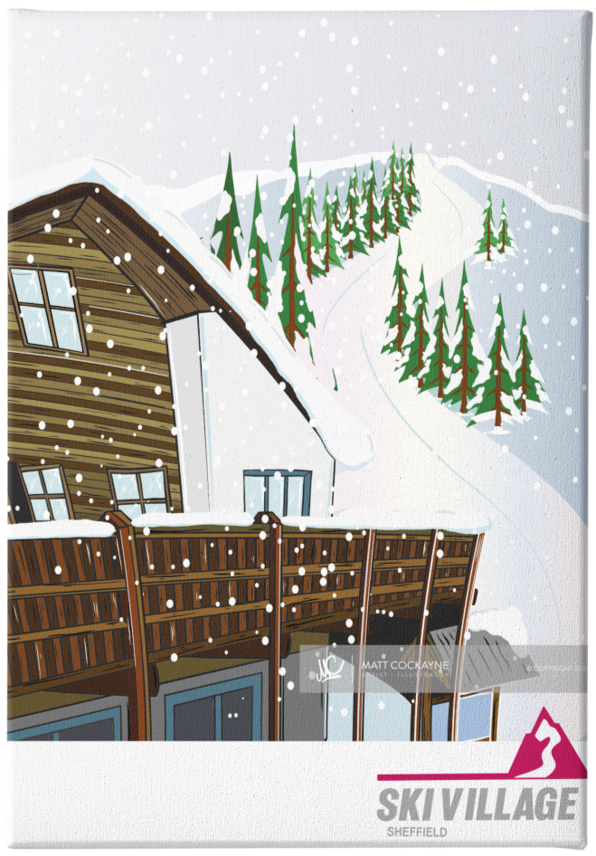 SKI VILLAGE - Sheffield Prints - Wall Art - Poster - Print - Canvas - Illustration