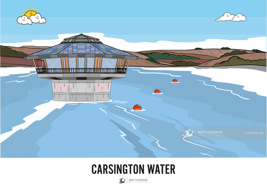 CARSINGTON WATER- Peak District Prints - Wall Art - Poster - Print - Canvas - Illustration