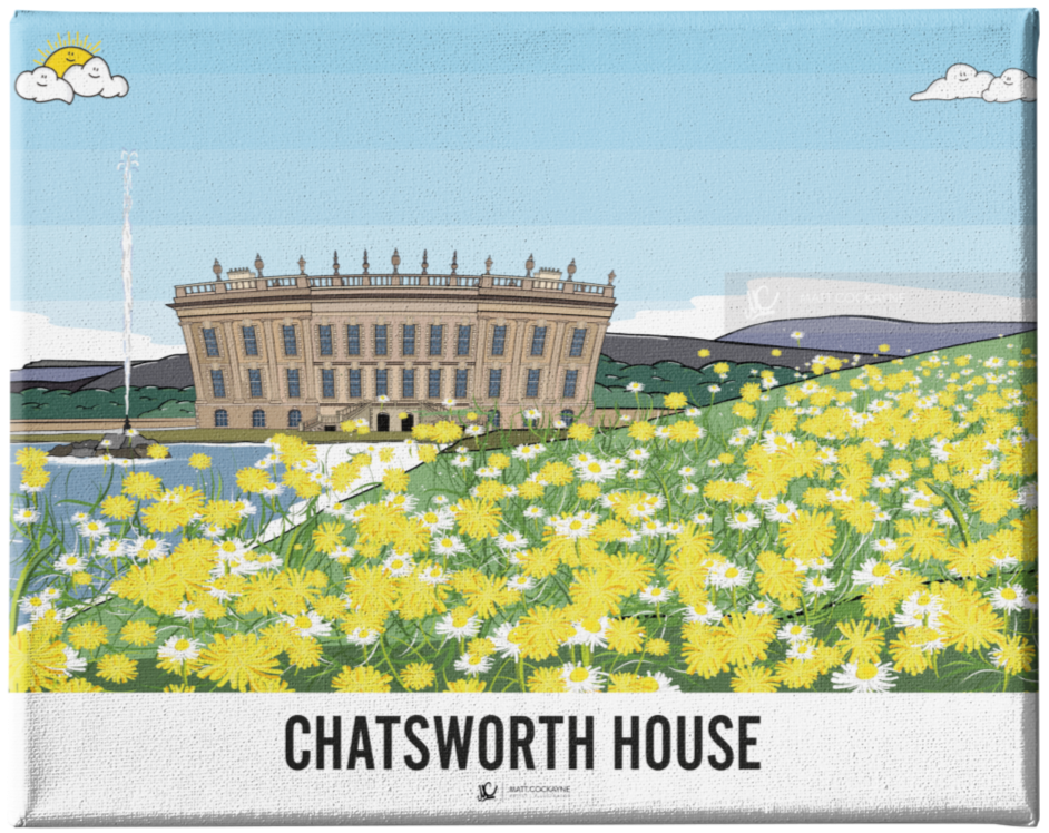CHATSWORTH HOUSE - Peak District Prints - Wall Art - Poster - Print - Canvas - Illustration