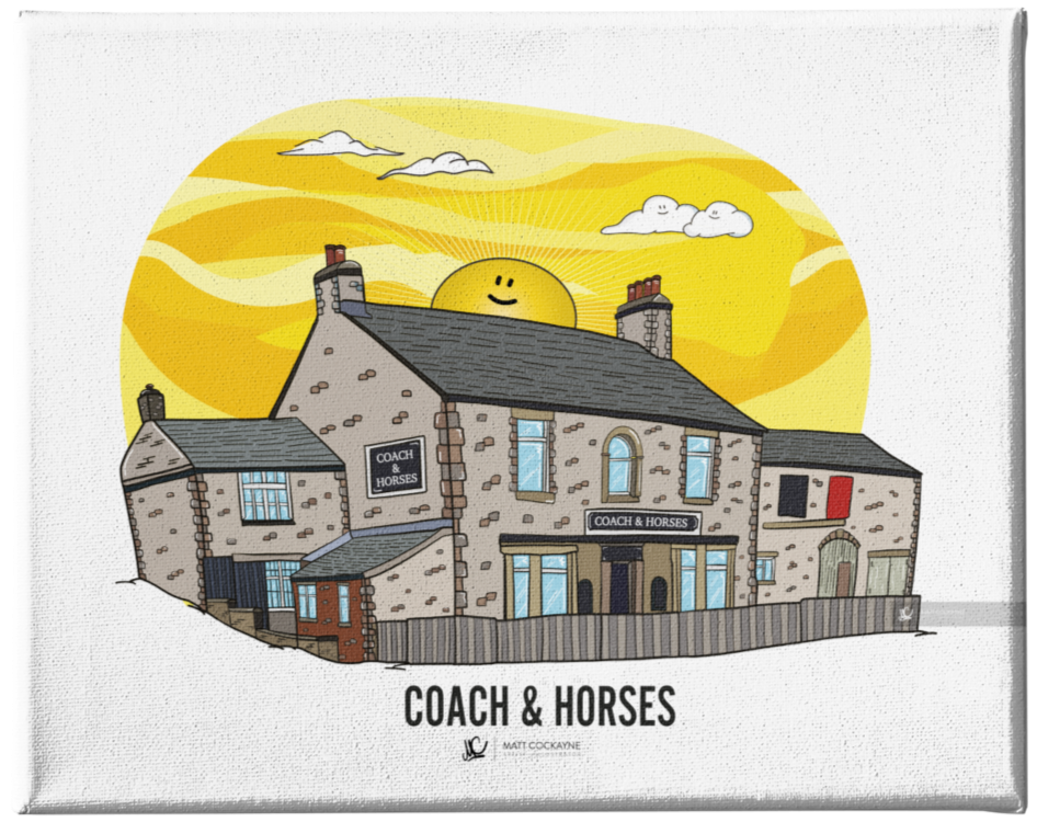 PUBS - THE COACH AND HORSES - Wall Art - Poster - Print - Canvas - Illustration