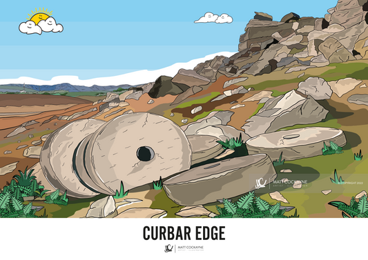 CURBAR EDGE - Peak District Prints - Wall Art - Poster - Print - Canvas - Illustration