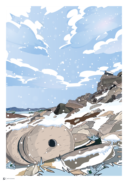 CURBAR EDGE WINTER - Peak District Prints - Wall Art - Poster - Print - Canvas - Illustration