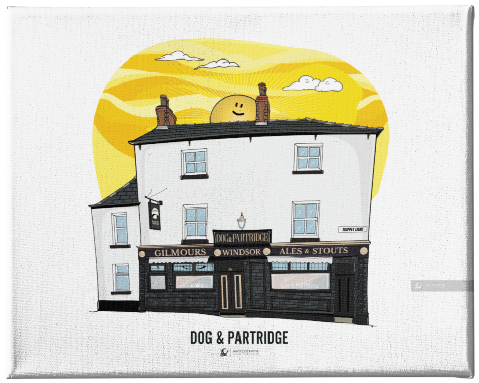DOG AND PARTRIDGE - Wall Art - Poster - Print - Canvas - Illustration