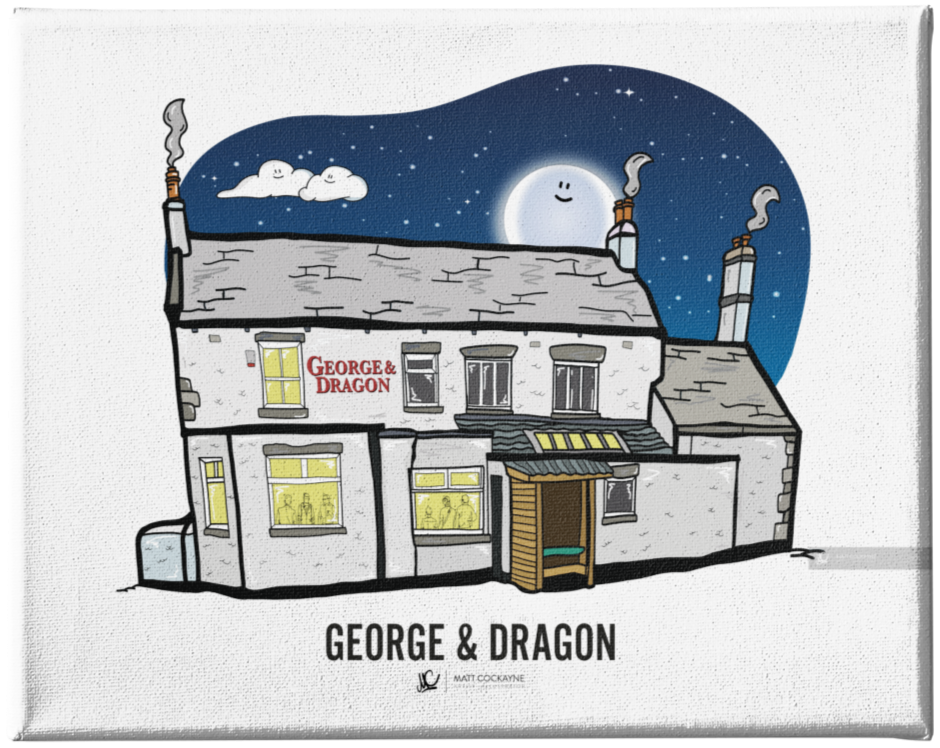 PUBS - GEORGE AND DRAGON - Wall Art - Poster - Print - Canvas - Illustration