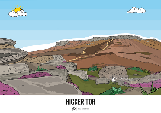 HIGGER TOR - Peak District Prints - Wall Art - Poster - Print - Canvas - Illustration
