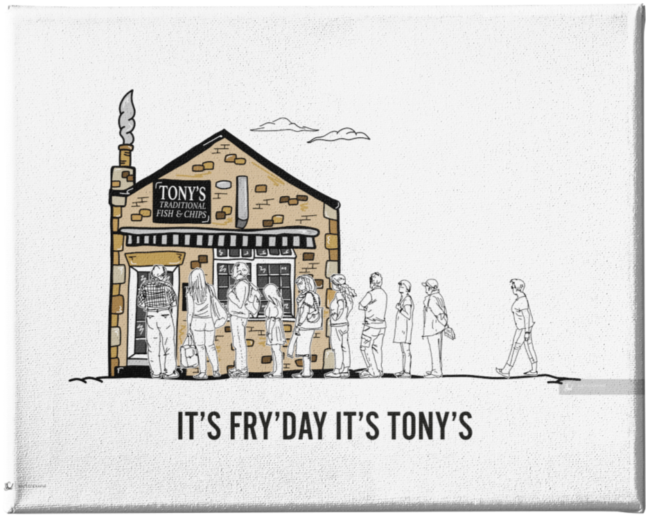 IT'S FRY'DAY IT'S TONY'S - Wall Art - Poster - Print - Canvas - Illustration