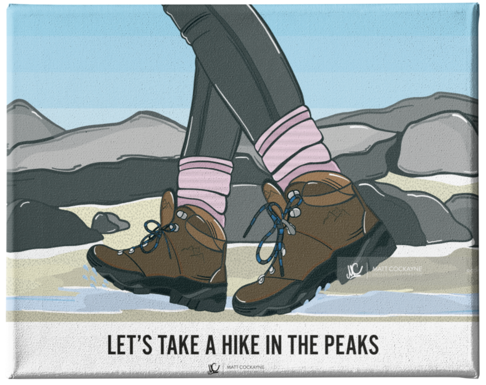 A HIKE IN THE PEAKS - Peak District Prints - Wall Art - Poster - Print - Canvas - Illustration
