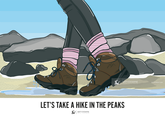 A HIKE IN THE PEAKS - Peak District Prints - Wall Art - Poster - Print - Canvas - Illustration
