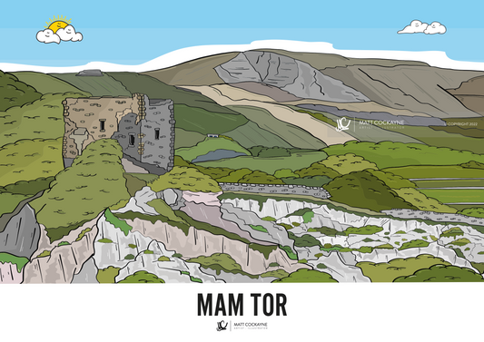 MAM TOR - Peak District Prints - Wall Art - Poster - Print - Canvas - Illustration