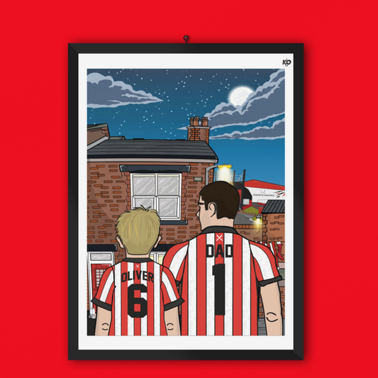 Personalised Sheffield United fc custom Dad & Lad TERRACE PRINT - SUFC, The Blades, Bramall Lane Football Gift Art Prints Gifts teen
