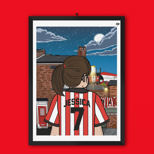 Personalised Sheffield United FC custom Lass TERRACE PRINT - SUFC The Blades, Bramall Lane, Football Gift Art Prints Gifts efl