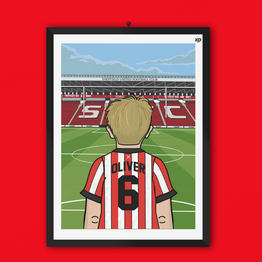 Personalised Sheffield United FC custom Lad PITCH PRINT - SUFC The Blades, Bramall Lane, Football Gift Art Prints Gifts