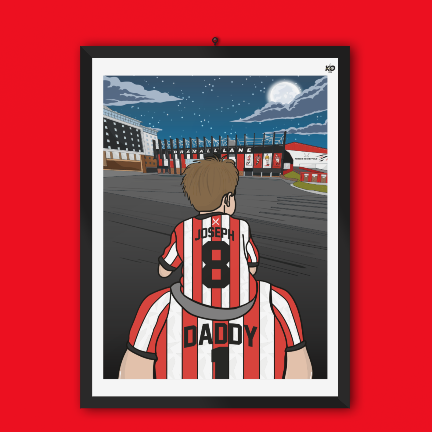 Personalised Sheffield United fc custom Dad & Lad PRINT - SUFC, The Blades, Bramall Lane Football Gift Art Prints Gifts efl