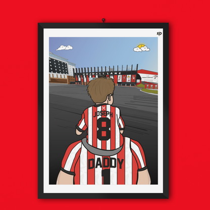 Personalised Sheffield United fc custom Dad & Lad PRINT - SUFC, The Blades, Bramall Lane Football Gift Art Prints Gifts efl