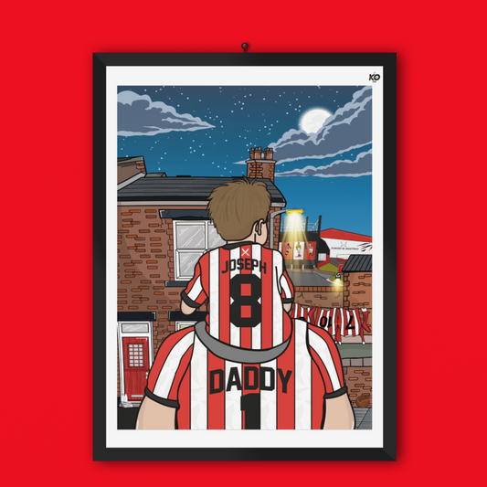 Sheffield United fc custom Dad & Lad TERRACE PRINT - SUFC, The Blades, Bramall Lane Football Gift Art Prints Gifts efl