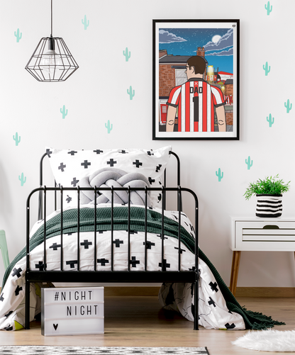 Personalised Sheffield United fc custom male TERRACE artwork - SUFC ,Bramall Lane Football Ground, Blades Gift Art Print Male Fathers Day Gifts