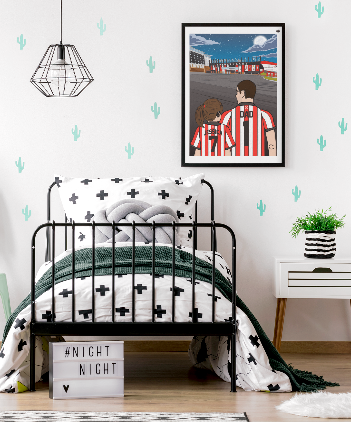 Personalised Sheffield United fc custom Dad & Lass PRINT - SUFC, The Blades, Bramall Lane Football Gift Art Prints Gifts teen