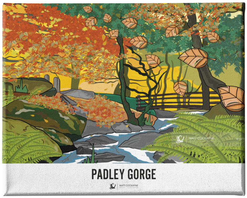 PADLEY GORGE - Peak District Prints - Wall Art - Poster - Print - Canvas - Illustration