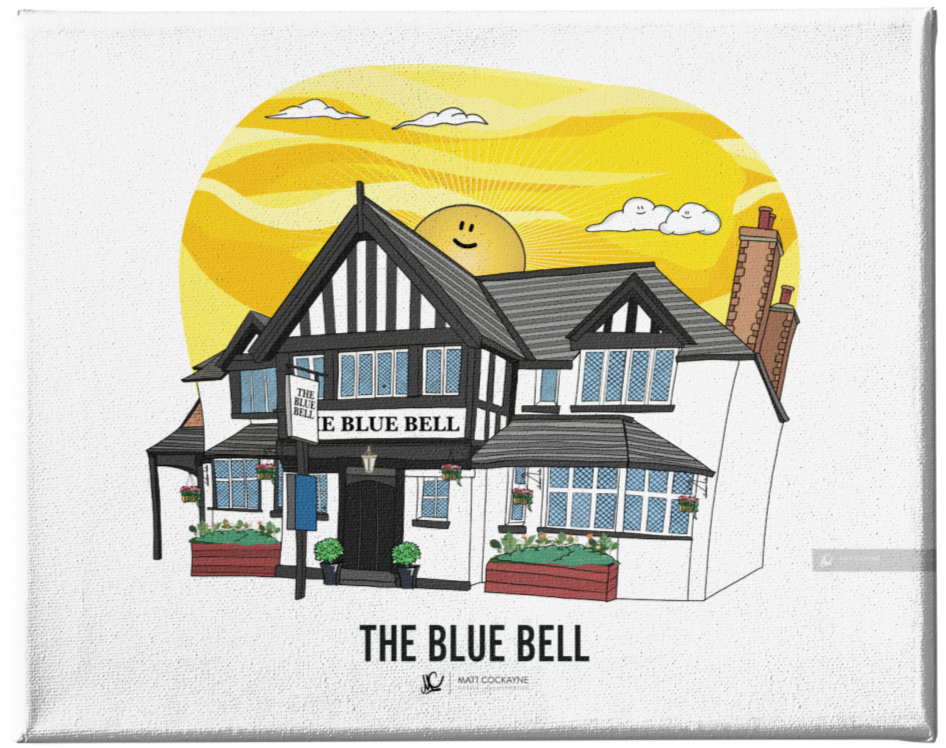 PUBS - THE BLUE BELL - Wall Art - Poster - Print - Canvas - Illustration