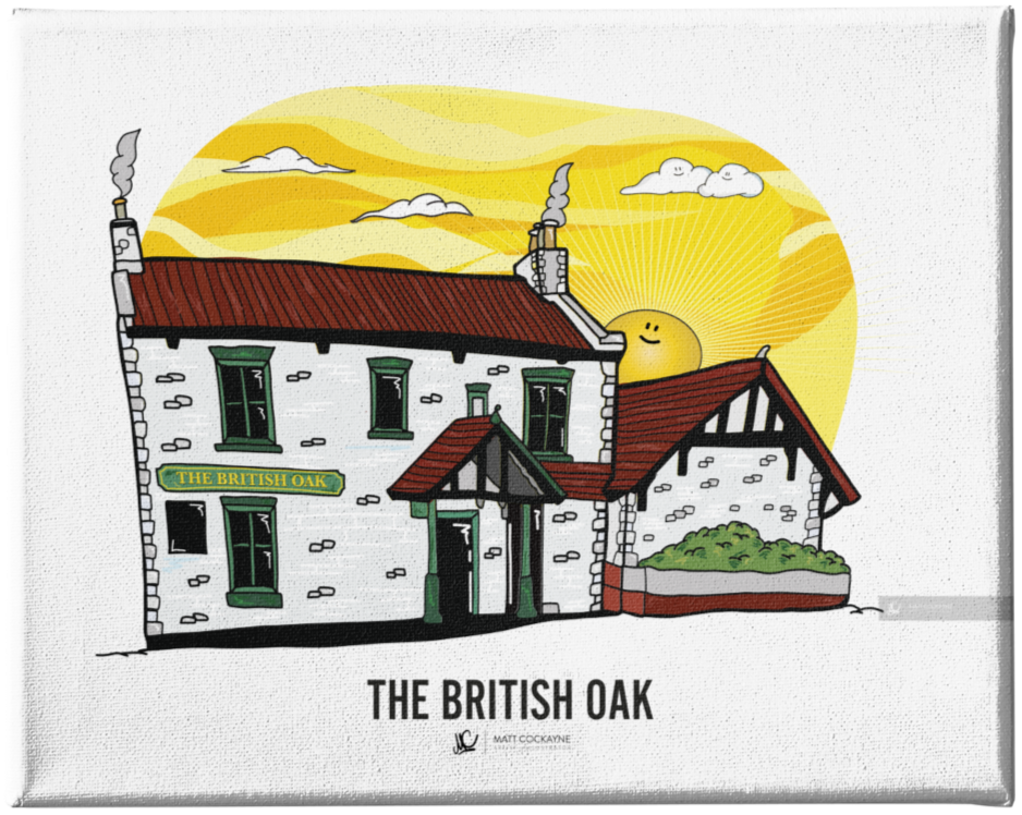 PUBS - THE BRITISH OAK - Wall Art - Poster - Print - Canvas - Illustration