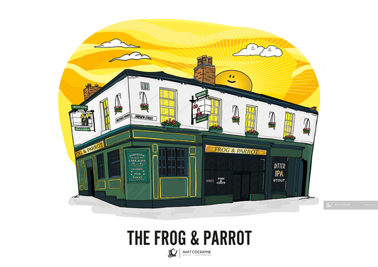 PUBS - THE FROG AND PARROT - Wall Art - Poster - Print - Canvas - Illustration