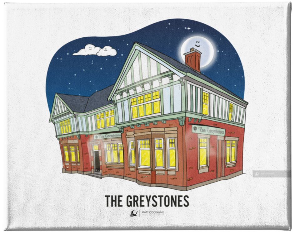 PUBS - THE GREYSTONES - Wall Art - Poster - Print - Canvas - Illustration