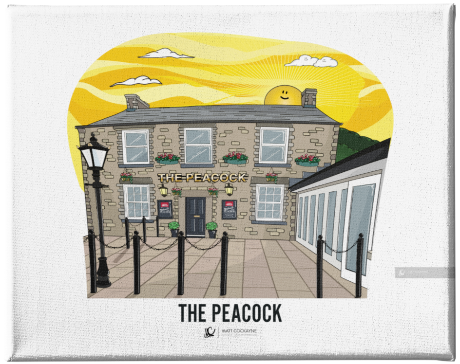 PUBS - THE PEACOCK - Wall Art - Poster - Print - Canvas - Illustration