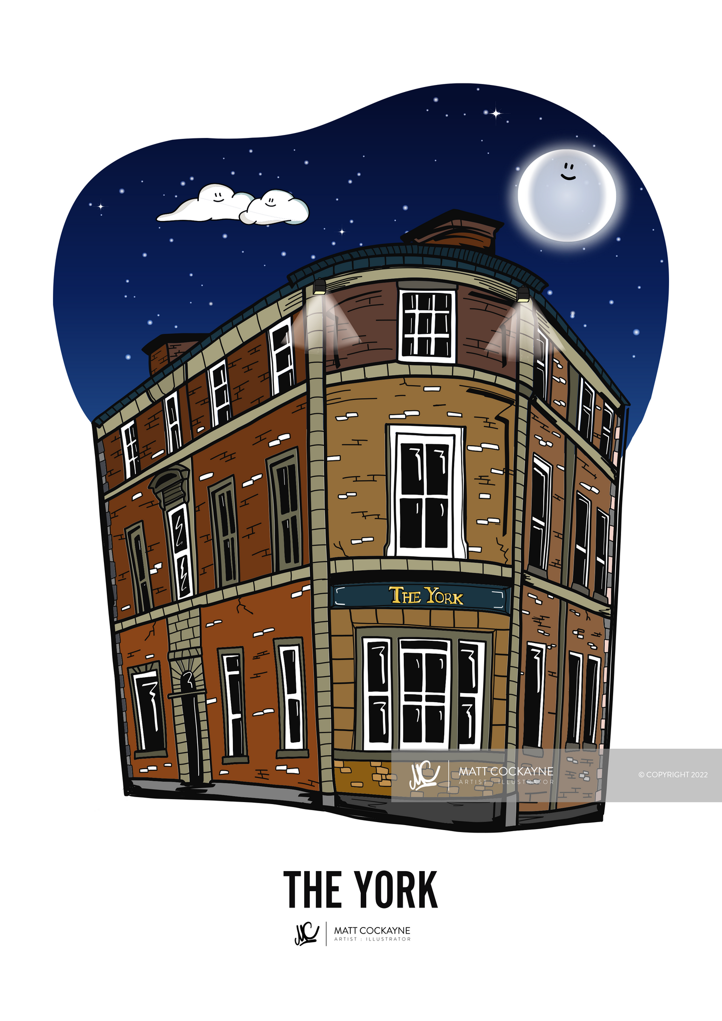 PUBS - THE YORK - Sheffield Prints - Wall Art - Poster - Print - Canvas - Illustration