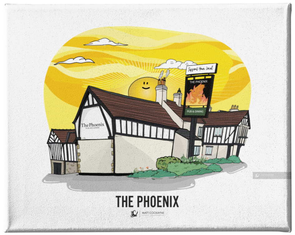 PUBS - THE PHOENIX - Wall Art - Poster - Print - Canvas - Illustration